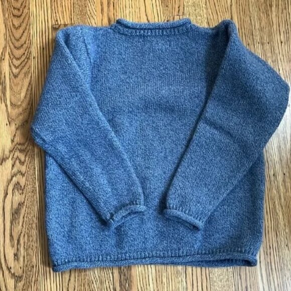 Aran Sweater Market Irish 100% Merino Wool Small Rolled Hem Sweater - Picture 1 of 7